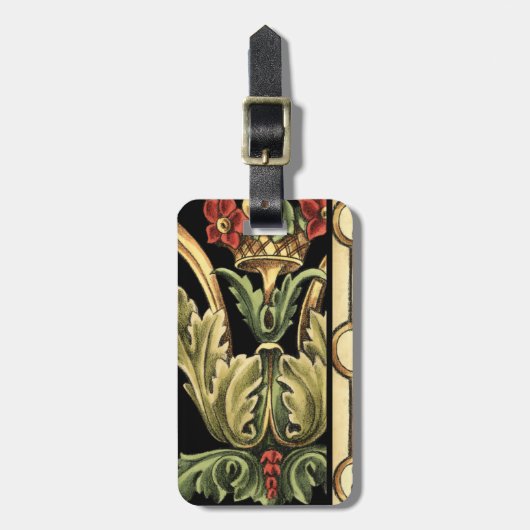 装飾用フローラデザインと黒縁ど ラゲッジタグ (正面縦)