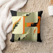 装飾用ブラックオレンジ&カーキピロー クッション (ブランケット)