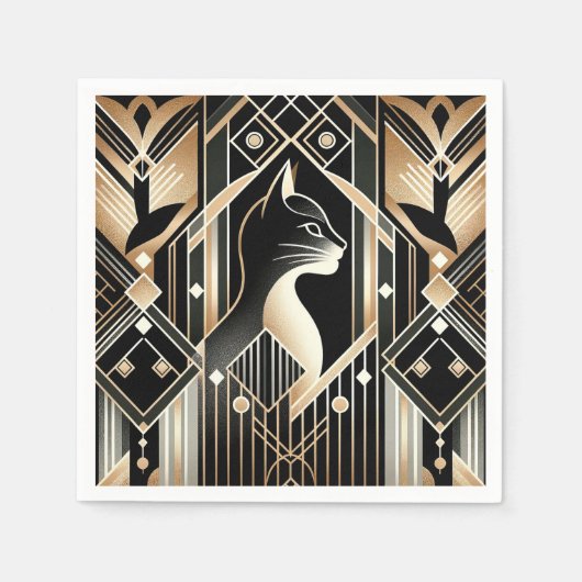 装飾用ブラックキャット抽象芸術ナプキン スタンダードカクテルナプキン (正面)