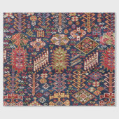 装飾用ミッドナイトブルーシカルルジグザグザグザグ ラッピングペーパー (フラット)