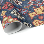 装飾用ミッドナイトブルーシカルルジグザグザグザグ ラッピングペーパー (ロールコーナー)