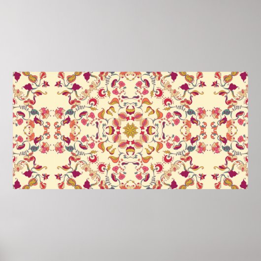 装飾用レースパターン、マス付き円形の背景 ポスター (正面)