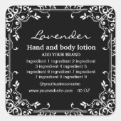 装飾用白い枠の黒い背景ラベル スクエアシール (正面)