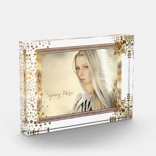 装飾用白と金ゴールド紙吹雪ドット- DIY写真 フォトブロック (左)