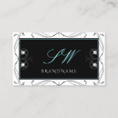 装飾用白黒きらめくダイヤモンドイニシャル 名刺 (正面)