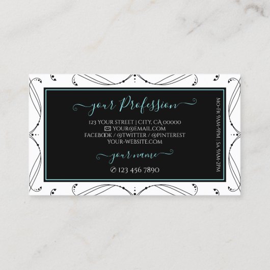 装飾用白黒きらめくダイヤモンド追加ロゴ 名刺 (裏面)