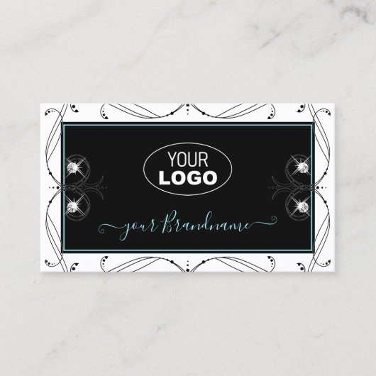 装飾用白黒きらめくダイヤモンド追加ロゴ 名刺 (正面)