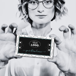 装飾用白黒きらめくダイヤモンド追加ロゴ 名刺