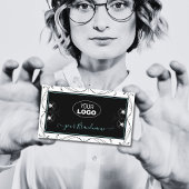 装飾用白黒きらめくダイヤモンド追加ロゴ 名刺