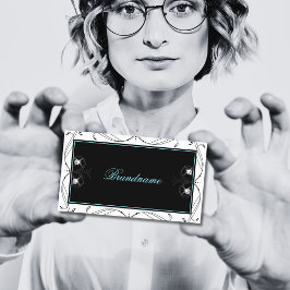 装飾用白黒きらめくダイヤ華美ン 名刺