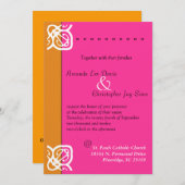 装飾用結婚式招待状オレンジとピンク 招待状 (正面/裏面)