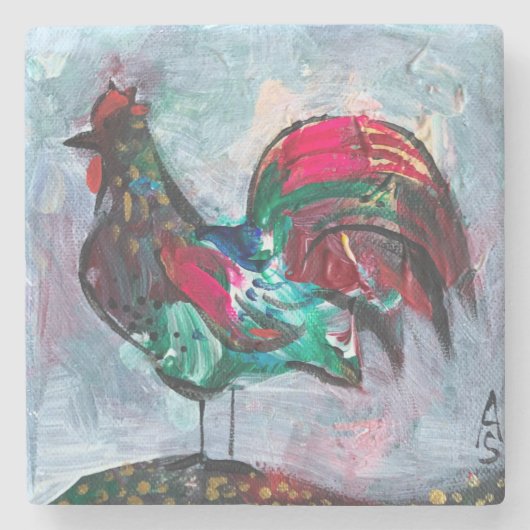 装飾用絵画アクリル鳥 ストーンコースター (正面)