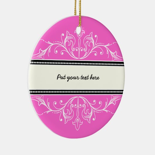 装飾用縁どピンク白オーナメント セラミックオーナメント (右)