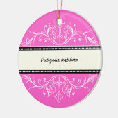 装飾用縁どピンク白オーナメント セラミックオーナメント (左)
