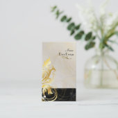 装飾用葉の/渦巻き黒/金ゴールド 名刺 (スタンド正面)