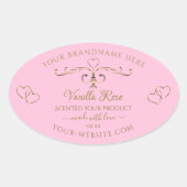 装飾用金ゴールドライトベビーピンク製品ラベル 楕円形シール (正面)