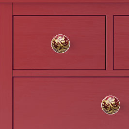 装飾用金ゴールドリーフスクロール作業赤い球体 セラミックノブ