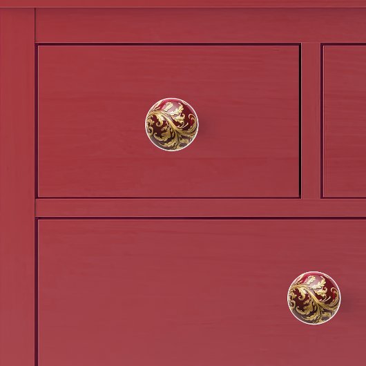 装飾用金ゴールドリーフスクロール作業赤い球体 セラミックノブ