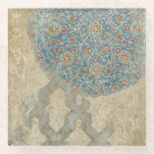 装飾用銀タペストリーフローラ配置 ガラスコースター (正面)