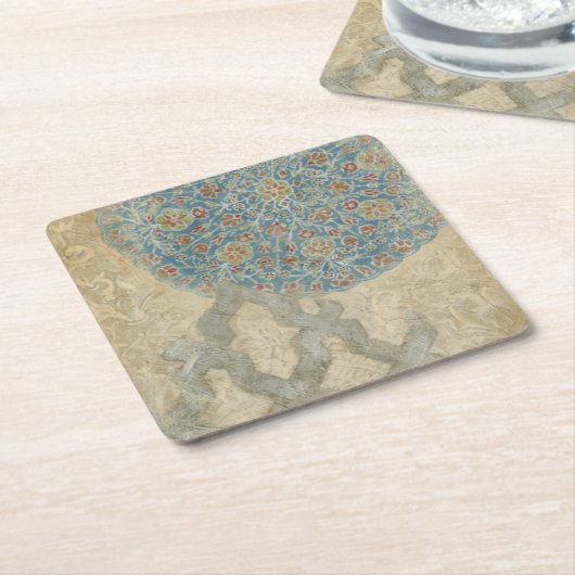 装飾用銀タペストリーフローラ配置 スクエアペーパーコースター (アングル)