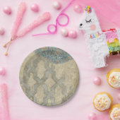 装飾用銀タペストリーフローラ配置 ペーパープレート (パーティー)