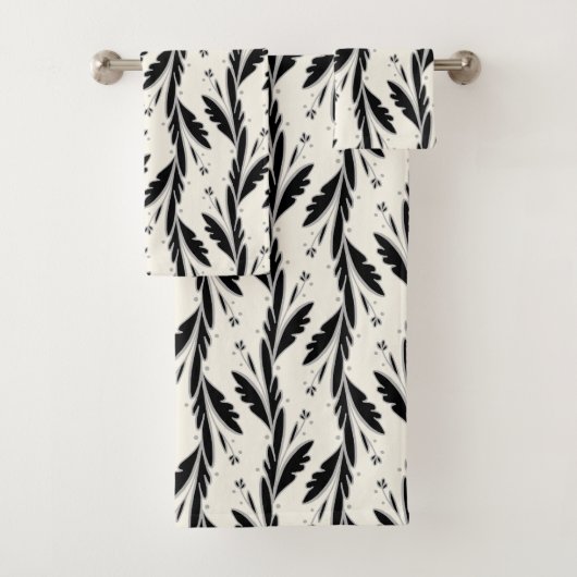 装飾用黒つる植物パターン バスタオルセット (インサイチュ)