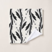 装飾用黒つる植物パターン バスタオルセット (ウォッシュタオル)