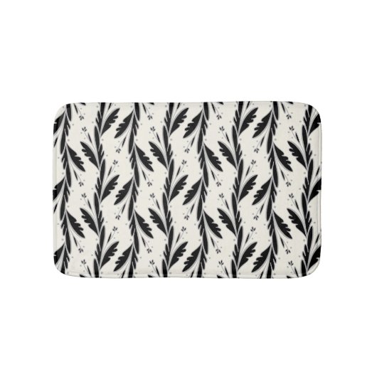 装飾用黒つる植物パターン バスマット (正面)