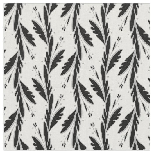 装飾用黒つる植物パターン ファブリック (クローズアップ)