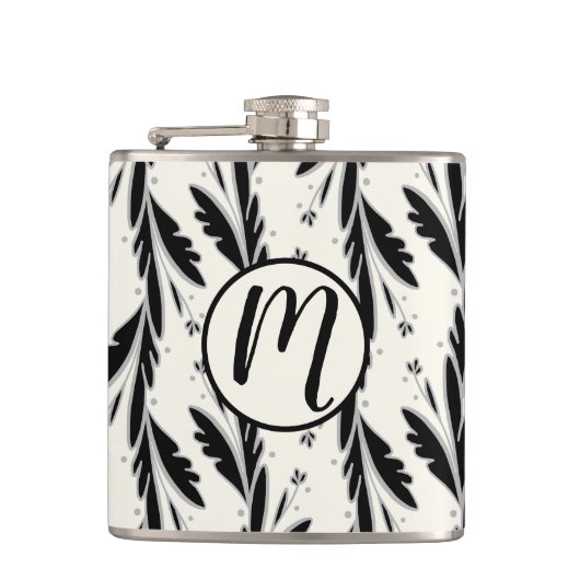 装飾用黒つる植物パターン フラスク (正面)