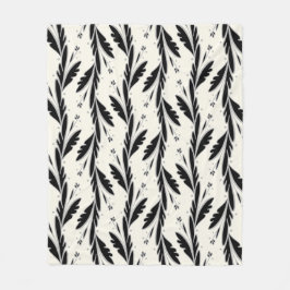 装飾用黒つる植物パターン フリースブランケット