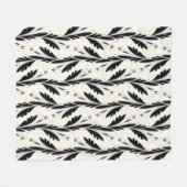 装飾用黒つる植物パターン フリースブランケット (正面(横))