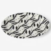 装飾用黒つる植物パターン ペーパープレート (アングル)