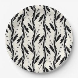 装飾用黒つる植物パターン ペーパープレート