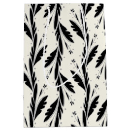 装飾用黒つる植物パターン ミディアムペーパーバッグ