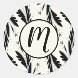 装飾用黒つる植物パターン ラウンドシール