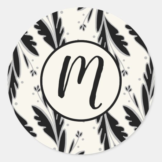 装飾用黒つる植物パターン ラウンドシール (正面)