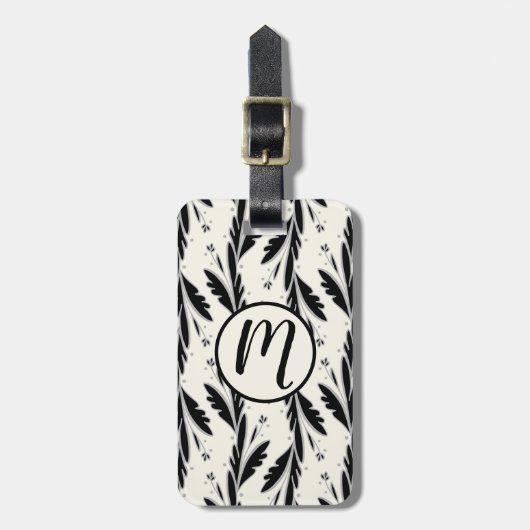 装飾用黒つる植物パターン ラゲッジタグ (正面縦)