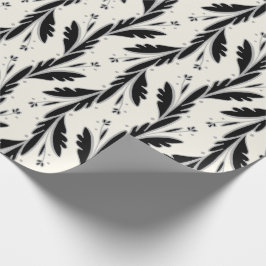 装飾用黒つる植物パターン ラッピングペーパー