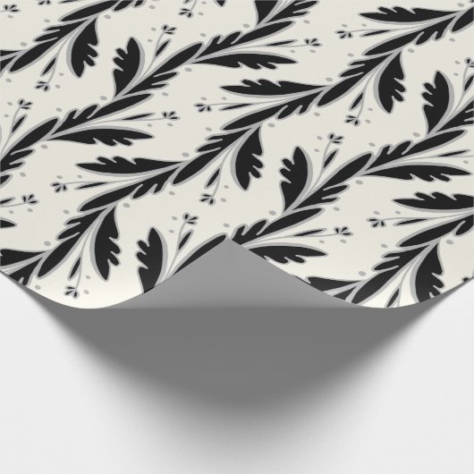 装飾用黒つる植物パターン ラッピングペーパー (角)