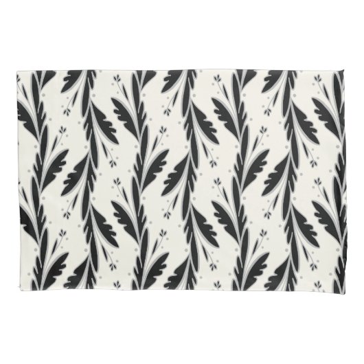 装飾用黒つる植物パターン 枕カバー (正面)