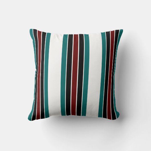 装飾白かあずき色または黒いストライプのな枕家かティール（緑がかった色） クッション (裏面)