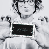 装飾白黒きらめくダイヤモンドモノグラム 名刺