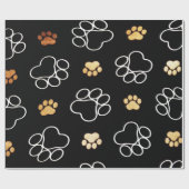 装飾白黒及び金ゴールド動物の足 ラッピングペーパー (フラット)