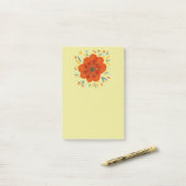 装飾的でお洒落なオレンジ花 ポストイット (デスク上)