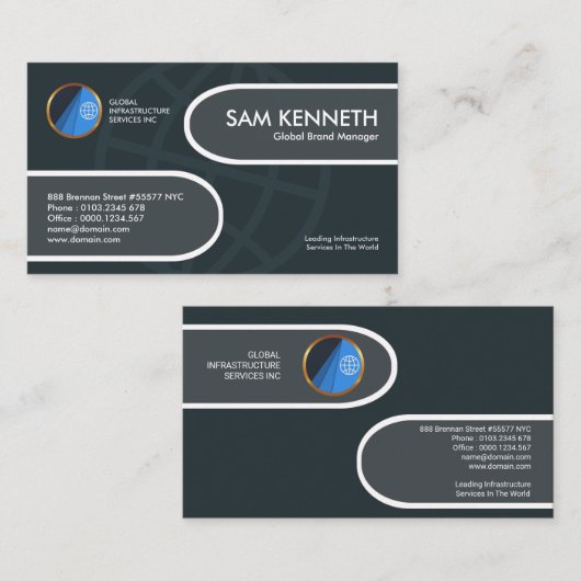 装飾的でスタイリッシュなタブの全体的なデザインのブランド・マネージャ 名刺 (正面/裏面)