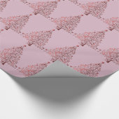 装飾的で柔らかいピンクのクリスマスツリーパターン ラッピングペーパー (角)