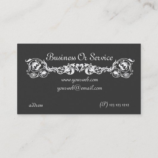 装飾的で華美でクラシックで王室のなモチーフのデザイン 名刺 (裏面)