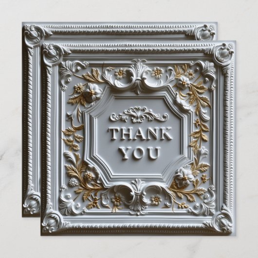 装飾的で質感華美のある サンキューカード (正面/裏面)