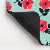 装飾的で赤く真新しい花パターン マウスパッド (コーナー)